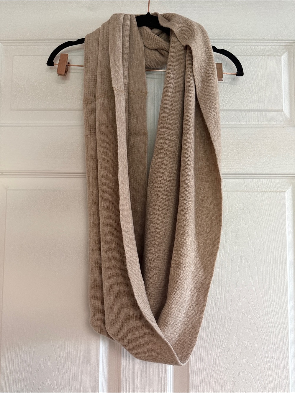 Calvin Klein Neutral Beige Knit Scarf with Logo Plaque